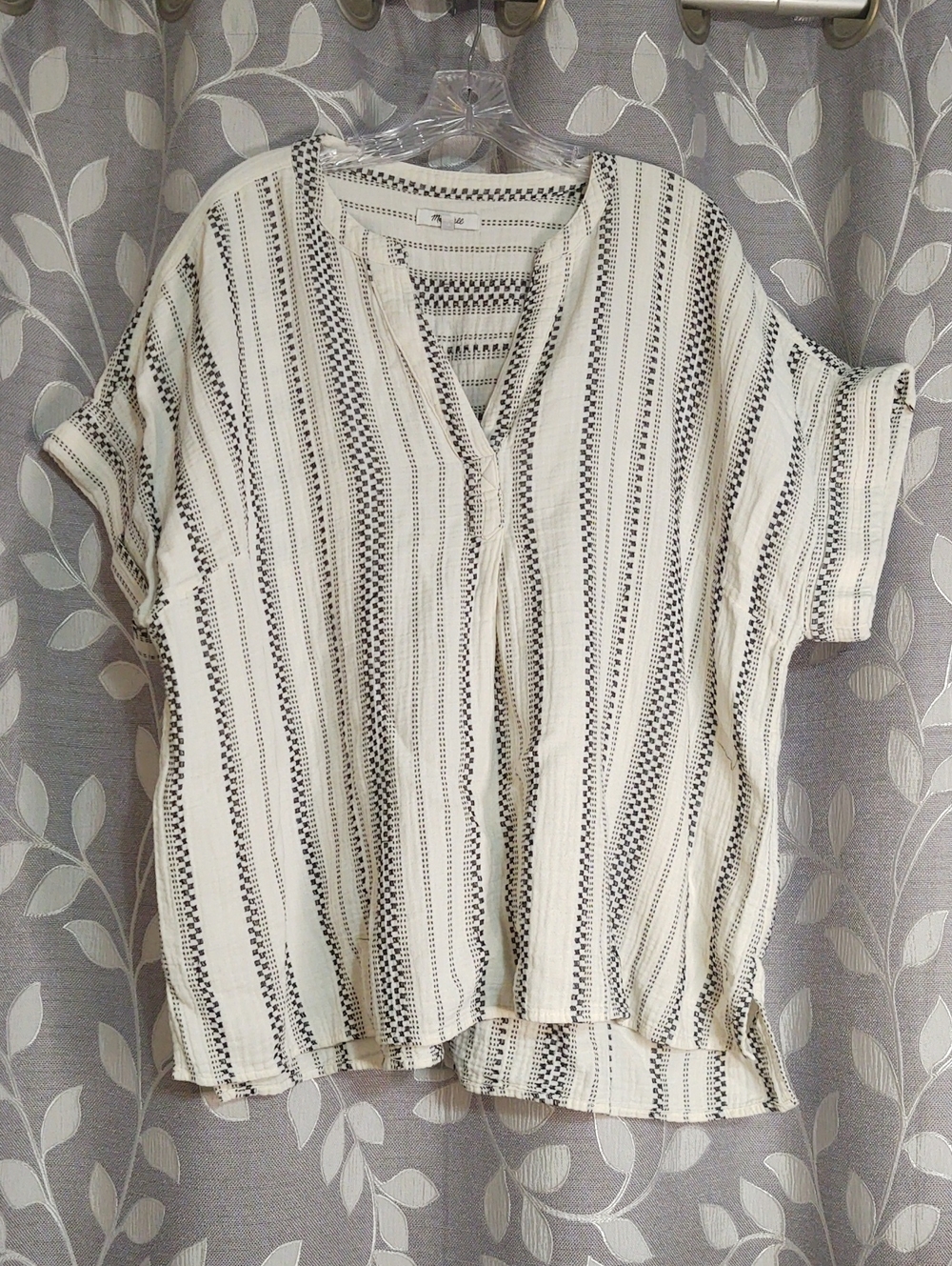 Madewell Cream with Black Vertical Stripe Cotton Tunic size 2X
